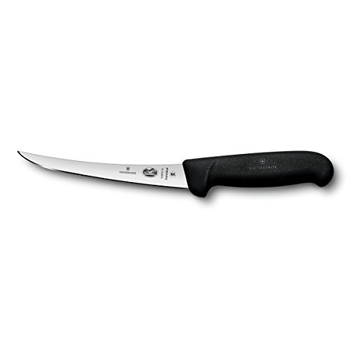 Victorinox Swiss Army Fibrox Pro Curved Boning Knife, Flexible Blade, 6-Inch, Black