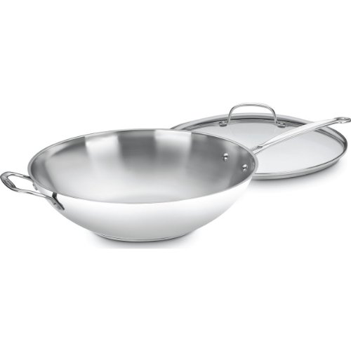 Cuisinart 14-Inch Stir-Fry Pan, Helper Handle and Glass Cover, Chef's Classic Stainless Steel, 726-38H