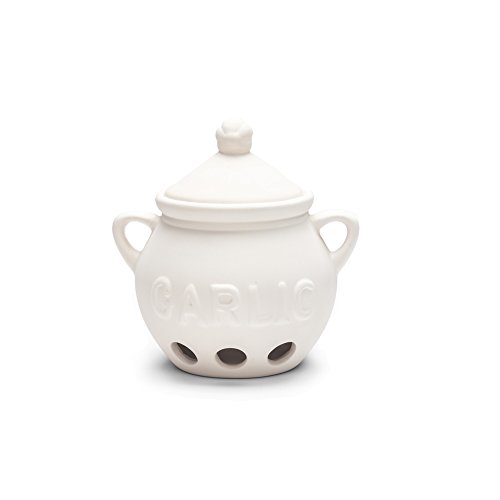 Fox Run Garlic Keeper and Storage, White Ceramic, 5.25" x 4.25" x 5.5"
