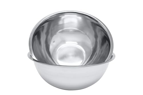 Great Credentials 8 Quart, Set of 2, Mixing Bowls, Stainless Steel, Professional Chef, Commercial Kitchen, 13.25 Inches Diameter, Flat Base