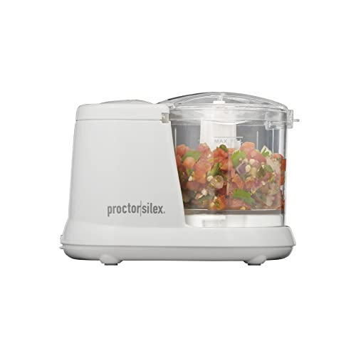 Proctor Silex Durable Electric Vegetable Chopper & Mini Food Processor for Chopping, Puree & Emulsify, 1.5 Cup, White