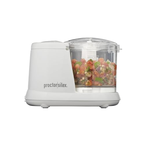 Proctor Silex Durable Electric Vegetable Chopper & Mini Food Processor for Chopping, Puree & Emulsify, 1.5 Cup, 1.5 cups, White