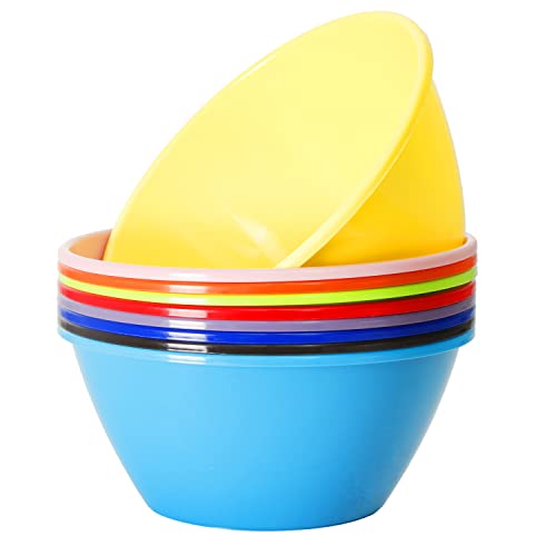 Youngever 11 inch 120 Ounce Plastic Mixing and Serving Bowls, Large Popcorn Bowls, Salad Bowls, Chip and Dip Serving Bowls, Set of 9 (Rainbow)