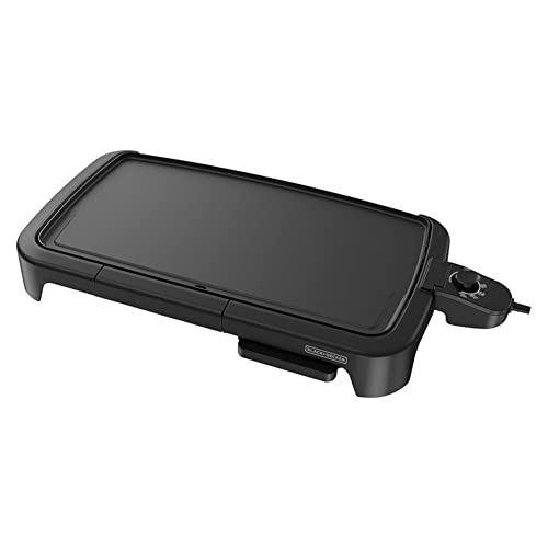 BLACK+DECKER 8-Serving Electric Griddle, GD2051B, Non-Stick Cooking Surface, Warming Tray, Removable Drip Tray, Family Sized