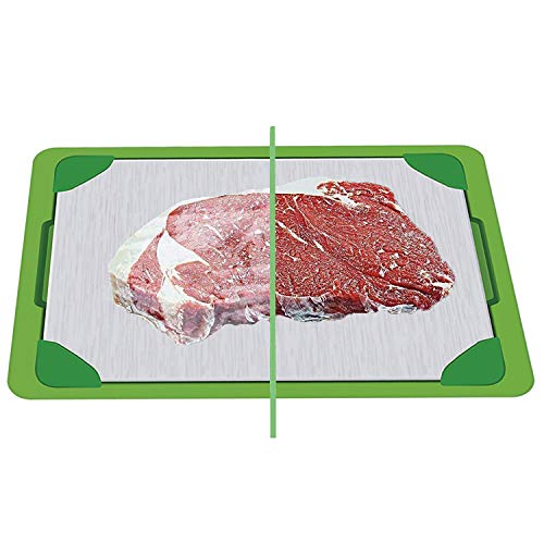 QIZRON Defrosting Tray | Fast Thawing Plate Board | Premium Cooling Tray | The Safest Way Rapid Thaw Frozen Foods | HDF High-Density Aerospace Alloy | Water Base Tray