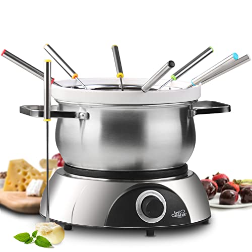 Artestia Electric Fondue Pot Set for Chocolate, 1500W Cheese Fondue Set with Multiple Fondue Pots with Adjustable Temperature, 8 Color-Code Fondue Forks, Serve 8 Persons