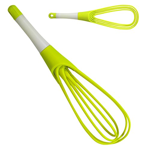 Iconikal Collapsible 2-In-1 Balloon/Flat Whisk, Green, 12-Inch