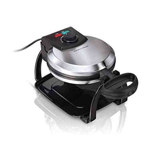 Hamilton Beach Flip Belgian Waffle Maker with Browning Control, Non-Stick Grids, Indicator Lights, Lid Lock and Drip Tray, Stainless Steel (26010R)