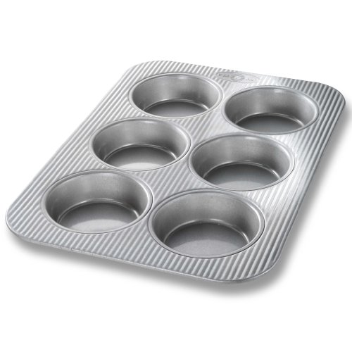 USA Pan Mini Round Cake and Cinnamon Roll Pan, 6 Well, Nonstick & Quick Release Coating, Made in the USA from Aluminized Steel, 15-3/4 by 11