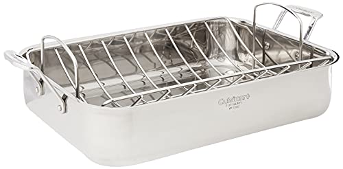 Cuisinart Chef's Classic Stainless 16-Inch Rectangular Roaster with Rack, Roaster Rack