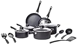 Amazon Basics Non-Stick Cookware 15-Piece Set, Pots, Pans and Utensils, Black