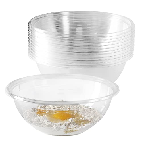 Premium DISPOSABLE MIXING BOWLS | Clear, Reusable Plastic Serving Bowls 2.5 Quart | 80 Ounce Party Bowls [Pack of 12]