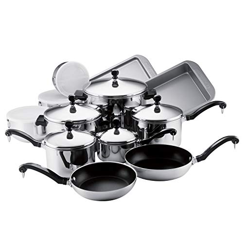 Farberware Classic Stainless Steel Cookware Pots and Pans Set, 17-Piece