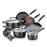 T-fal Signature Nonstick Dishwasher Safe Cookware Set, Pots and Pans Set, 12-Piece, Black