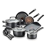 T-fal Signature Nonstick Dishwasher Safe Cookware Set, 12-Piece, Black