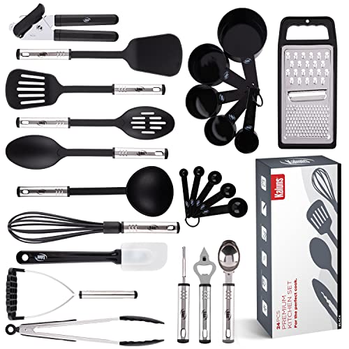 Kitchen Utensils Set Cooking Utensil Sets Kitchen Gadgets, Pots and Pans set Nonstick and Heat Resistant, 24 Pcs Nylon and Stainless Steel, Spatula Set, Kitchen, Home, House, Essentials & Accessories