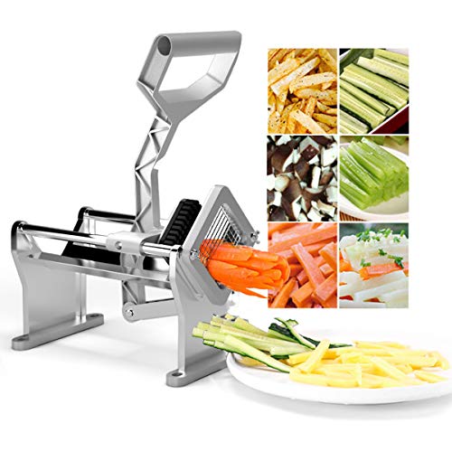 Goplus French Fry Cutter Fruit Vegetable Potato Slicer Commercial Grade W/ 4 Different Size Stainless Steel Blades 1/4", 1/2", 3/8" and a Round Blade