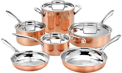 Cuisinart hammered tri ply stainless steel 9 piece cookware set 10 Best Copper Cookware 2020 Reviews Buying Guide Cookware Stuffs